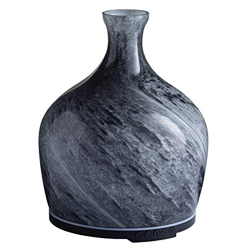 Airome Essential Oil Diffuser with Bluetooth Speaker | Hand Blown Glass Black, Obsidian