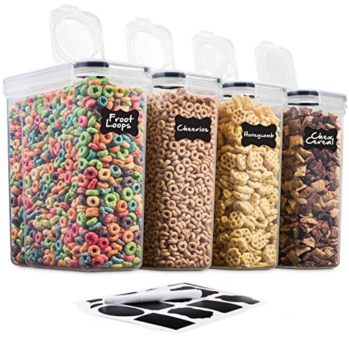 FOOYOO Cereal Container Set - 4 Piece Airtight Large Dry Food Storage  Containers(135.2oz), BPA Free Dispenser Plastic Cereal Storage