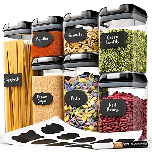 Airtight Kitchen Canisters with Lock Lids (7 Pack)