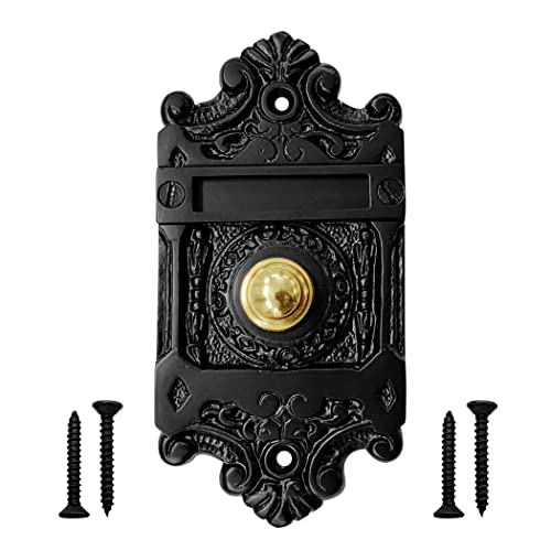 Akatva Vintage Handcrafted Decorative Doorbell Button - Antique Black Finish