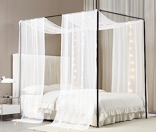 Akiky Canopy Bed Curtains with Light - Elegant and Stylish