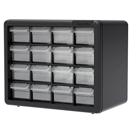 Akro-Mils 16 Drawer Plastic Parts Storage Cabinet, Black