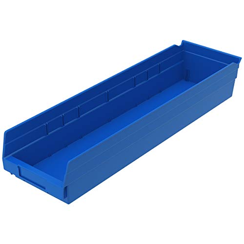 Akro-Mils Storage Bins for Cabinet and Pantry, 24-Inch x 6-1/2-Inch x 4-Inch, Blue, 6-Pack
