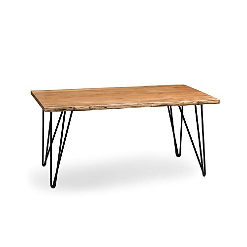 Alaterre Furniture Hairpin Natural Wood with Metal 42" Coffee Table, Live Edge, 42 Inch
