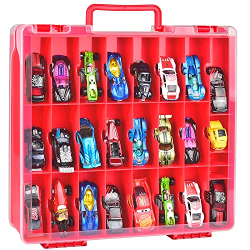 Mchoi Shockproof Carrying Case for Hot Wheels 20 Cars, Toy Car Organizer  for Your Matchbox Cars Storage, Red, Case Only
