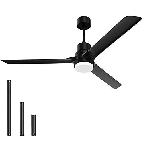 Alescu 60" Black Ceiling Fan with Lights, Remote Control