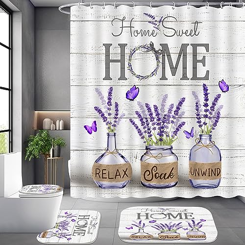 Purple Lavender Farmhouse Bathroom Set with Accessories