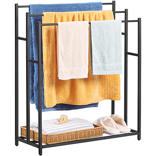 ALHAKIN 3 Tier Free Standing Black Towel Rack for Bathroom