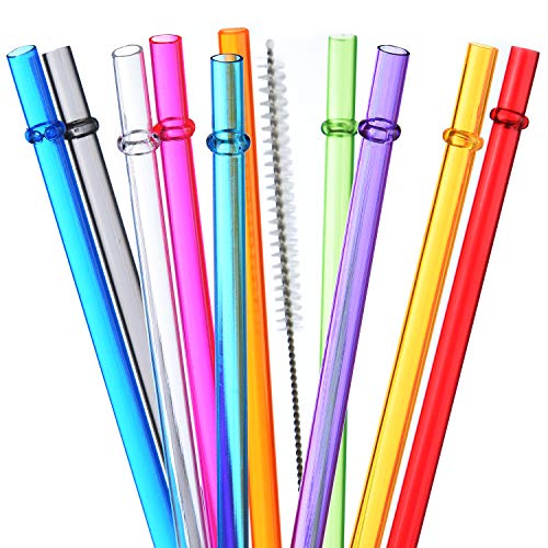 ALINK Reusable Rainbow Colored Tritan Plastic Straws, Set of 10
