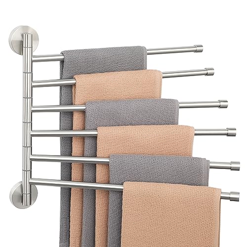 Alise Wall Mount Towel Rack, 6 Bar Holder, Stainless Steel