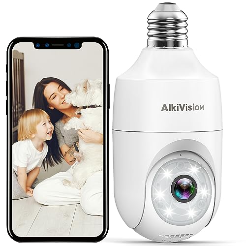 Alkivision 2K Light Bulb Security Cameras Wireless Outdoor