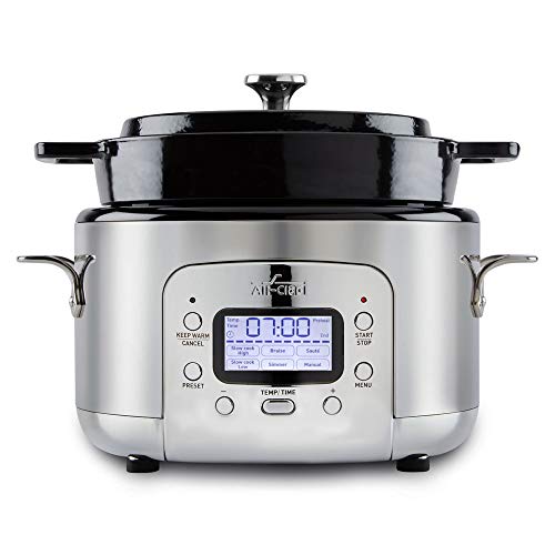 All-Clad Stainless Steel Electric Slow Cooker 7 Quart, Aluminum Insert,  Programmable LCD Screen Digital Timer, SD700350, Silver