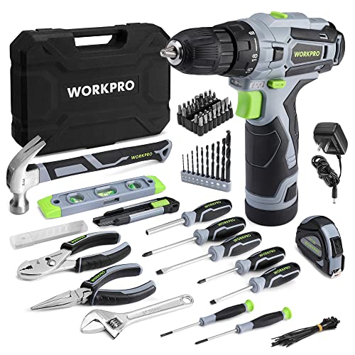 COMOWARE 120 Pcs Home Tool Kit with Drill, 20V Power Drill Cordless SE