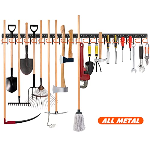 All Metal Garden Tool Organizer Adjustable Garage Wall Mount
