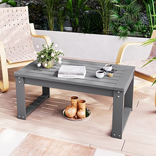 All-Weather HDPE Patio Coffee Table, Grey