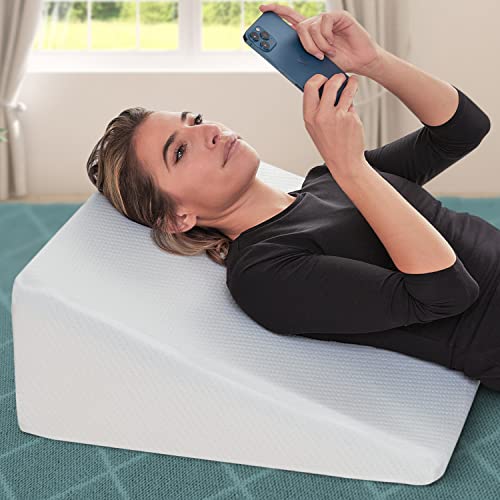 AllSett Health 10" Memory Foam Bed Wedge Pillow for Lower Back Pain Support