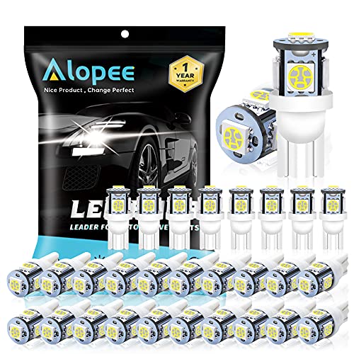 Alopee 30 Pack 194 Led Bulb White 6500K T10 Led Light Bulbs