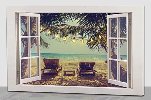 Ocean Dream Vacation LED Canvas Wall Art 16" x 12" With Timer
