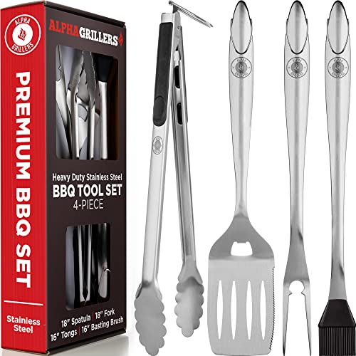 Alpha Grillers BBQ Tool Set Heavy Duty Stainless Steel Grill Accessories