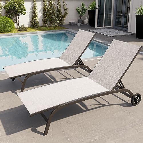 Aluminum Chaise Lounge Chairs with Wheels