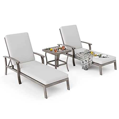 Aluminum Patio Chaise Lounge Set 3 Pieces