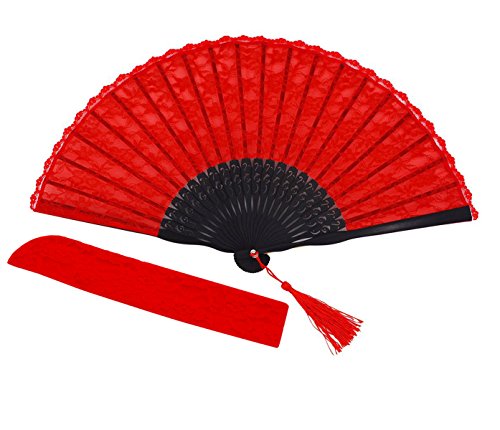 Amajiji Bamboo Wood Silk Folding Hand Fan for Women