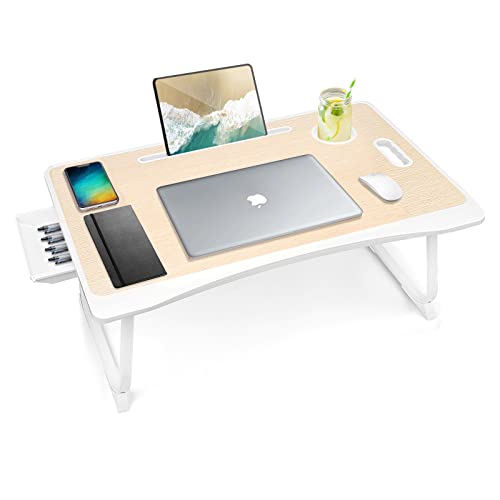 Cooper Mega Table - Large Laptop Desk for Bed 24x17in | Portable Table  Tray, Laptop Stand w/Built-in Tablet, Phone Slot, Storage Drawer