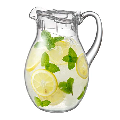 NETANY 50oz Water Carafe with Flip Top Lid, Clear Plastic Pitcher for Iced  Tea, Juice, Lemonade