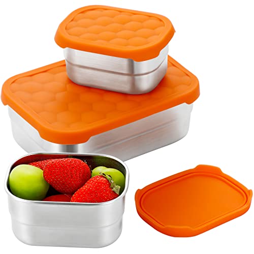 Everusely Stainless Steel Food Containers with Lids, Reusable Snack Containers, Stainless Steel Lunch Container, Metal Food Cont