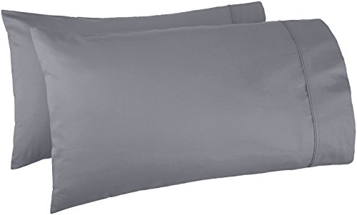 Amazon Basics 400 TC Cotton Pillow Cases - King Size, Dark Gray