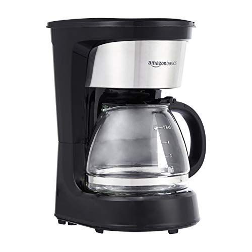 Amazon Basics 5 Cup Coffee Maker with Reusable Filter, Black and Stainless Steel