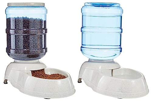 Large Automatic Pet Water and Feeder Set, 12lb Food, 2.5gal Water, Gray