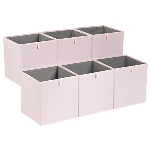 6-Piece Peony Pink Fabric Storage Cube Organizer Set