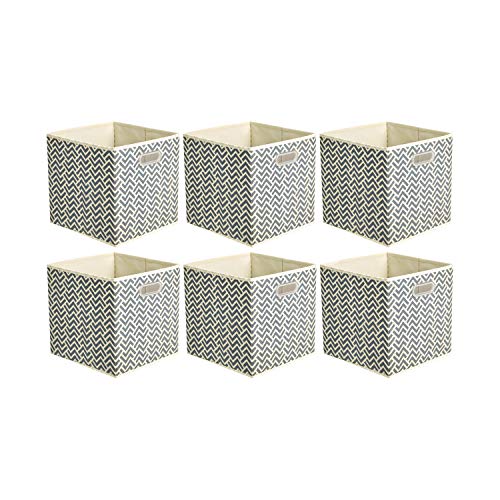 6-Pack Collapsible Fabric Storage Cubes, Chevron Grey