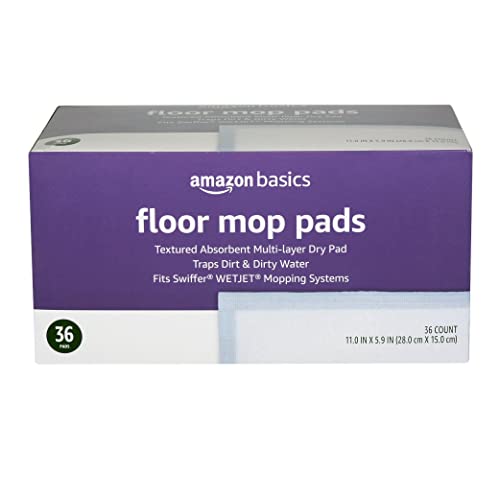Amazon Basics Dry Floor Mop Pads, 11" x 5.9", 36 Count