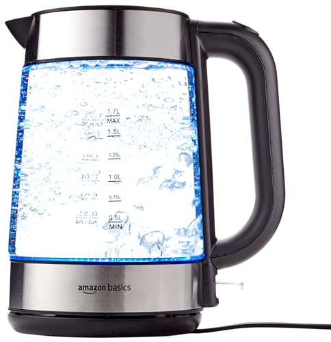 Amazon Basics Electric Glass and Steel Hot Tea Water Kettle