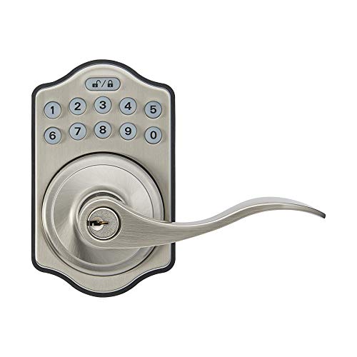 Amazon Basics Electronic Keypad Entry Lever Door Lock - Satin Nickel-6 Packs 1 Carton