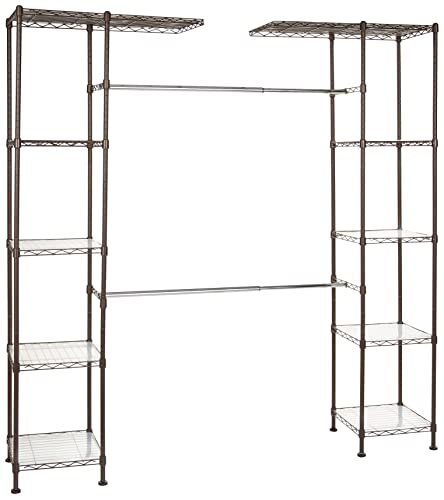 Amazon Basics Metal Hanging Storage Organizer Rack, 57-80" L, Bronze