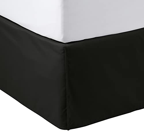 Amazon Basics Lightweight Pleated Bed Skirt, Queen, Black