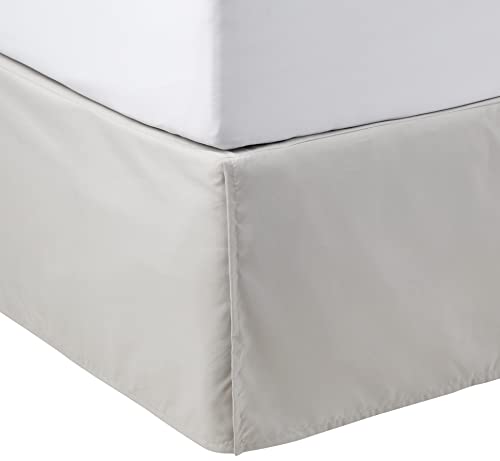 Amazon Basics Lightweight Pleated Bed Skirt, Queen, Light Grey