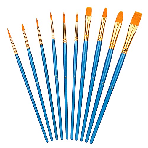 Amazon Basics 10-Piece Paint Brush Set for Acrylic, Oil, Watercolor