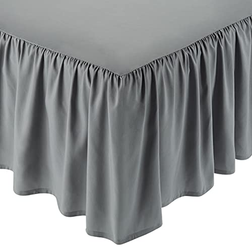 Amazon Basics Ruffled Bed Skirt, Queen, Dark Grey