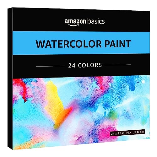 Amazon Basics Watercolor Paint Set Tubes - 24 Colors