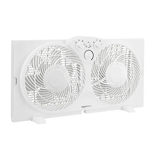 Amazon Basics 9" Twin Reversible Window Fan, White