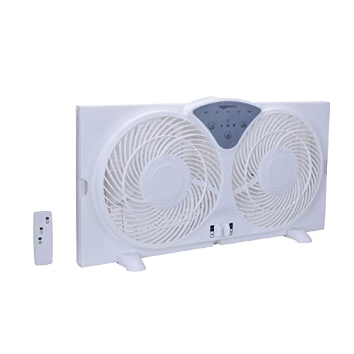 Amazon Basics Window Fan with Reversible Blades and Remote Control