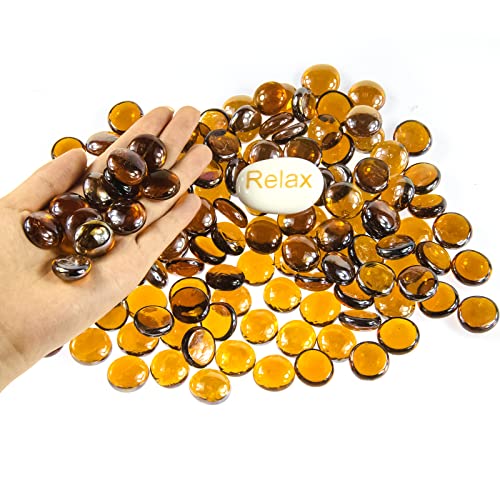 Amber Flat Glass Marbles (2Ib Pack)