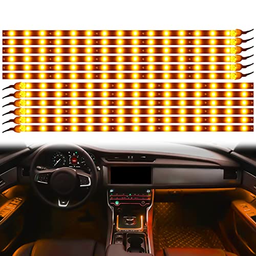 BaishenglinMotor 12-Pack Amber Yellow LED Strip Lights for Car 30CM Waterproof