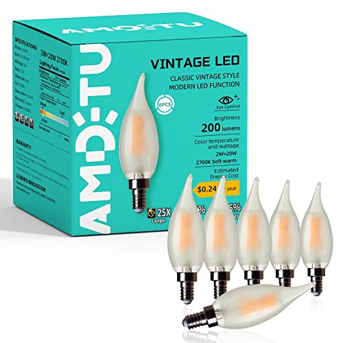 AMDTU Frosted Candelabra Light Bulbs