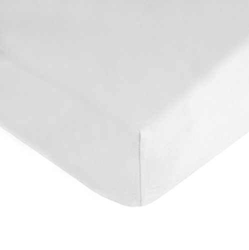White Cotton Jersey Fitted Crib Sheet for Standard Crib/Toddler Mattress