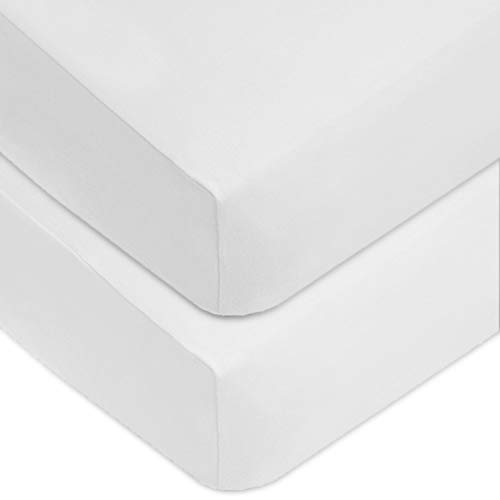 2 Pack 100% Cotton Jersey Fitted Crib Sheets, White" - American Baby Company